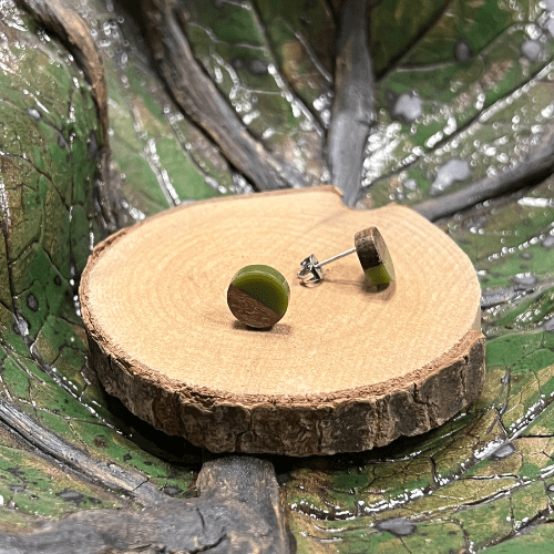 Unsere Minis - Holzohrstecker mit Resin - wood stud - Holzohrringe - Holzschmuck und mehr