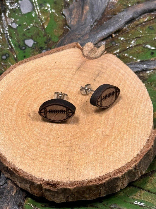 American Football Holz-Ohrstecker - wood stud - Holzohrringe - Holzdeko und mehr