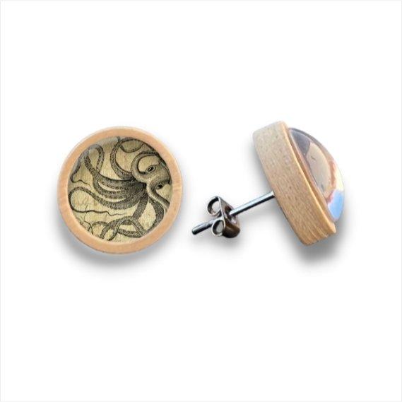 Andenken - Maritim - Holzohrstecker mit Motiv - wood stud - Holzohrringe - Holzdeko und mehr