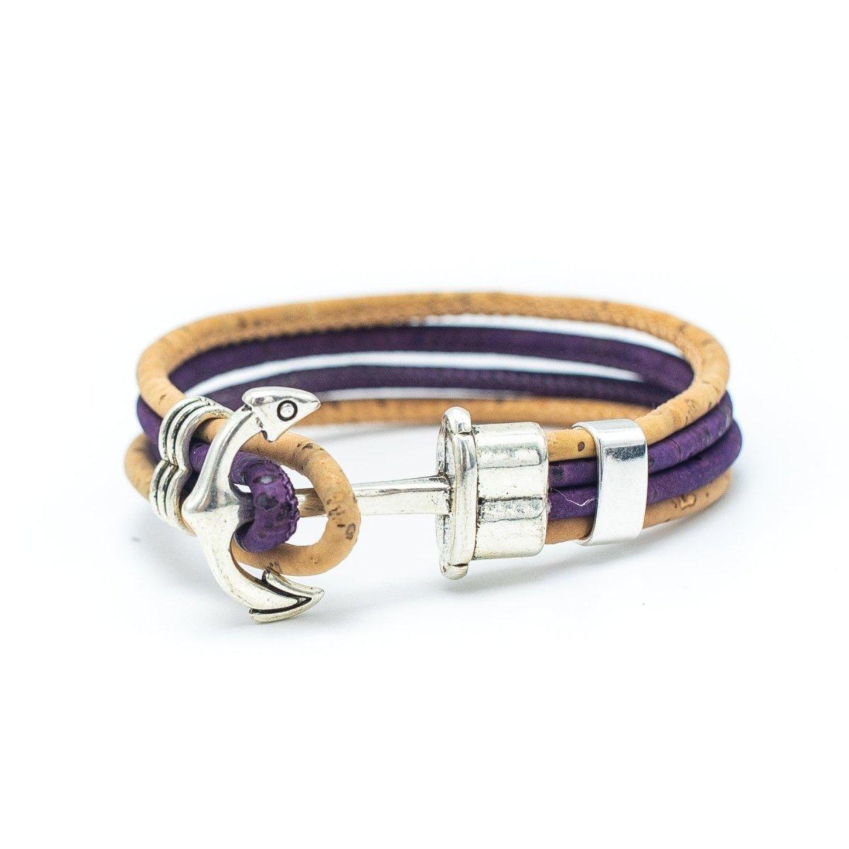 Kork Armband Anker 4 - Reiher – Ansicht in violetter Ausführung