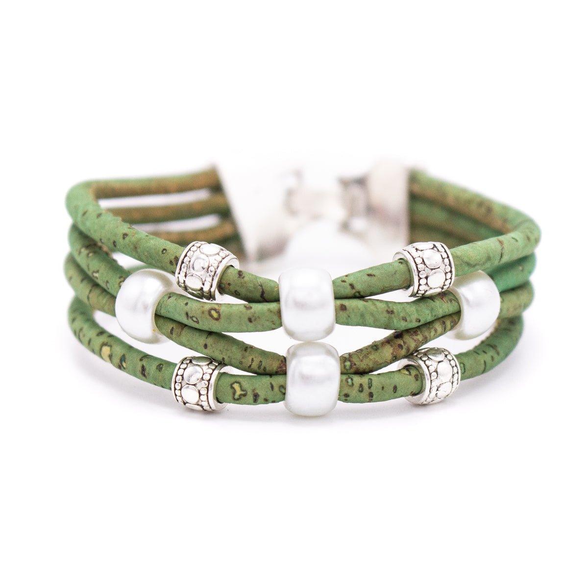 Kork Armband Perlen 4 - Reiher – Ansicht in grüner Ausführung