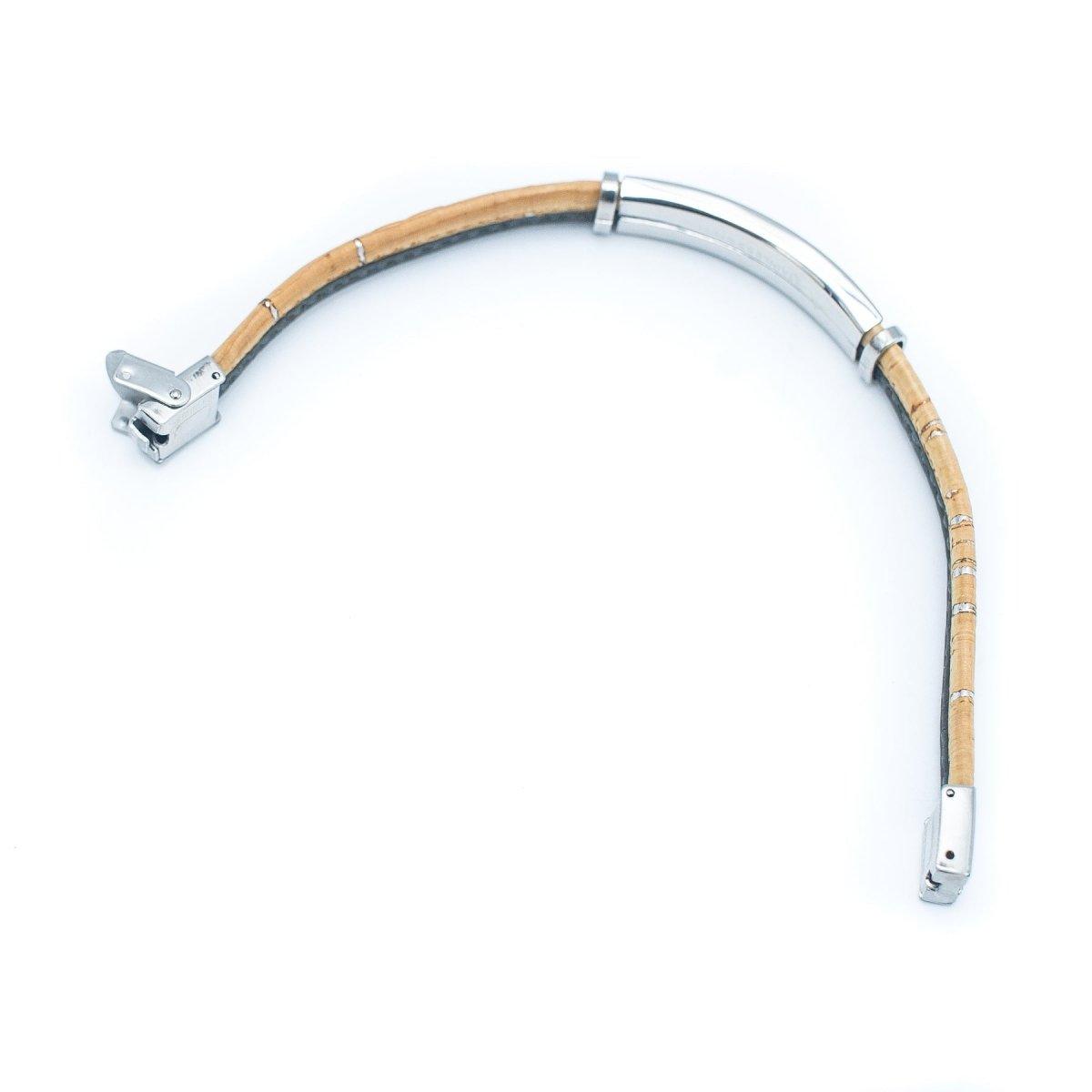 Kork Armband mit Plättchen - wood stud - Holzohrringe - Holzdeko und mehr