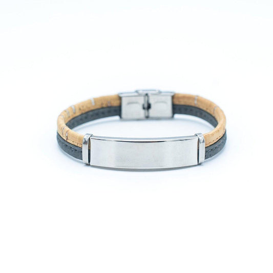 Kork Armband mit Plättchen - wood stud - Holzohrringe - Holzdeko und mehr