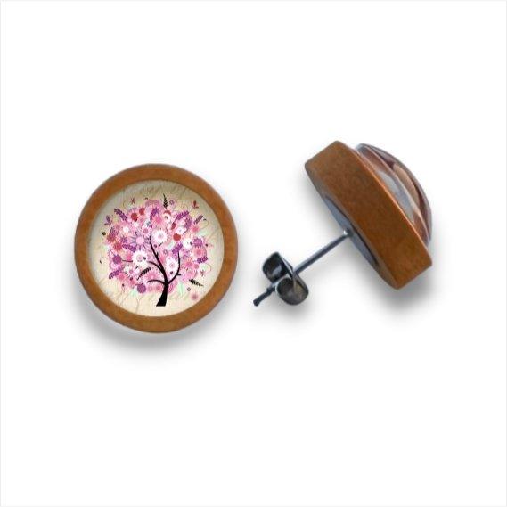 Bäume 1 - Holzohrstecker mit Motiv - wood stud - Holzohrringe - Holzdeko und mehr