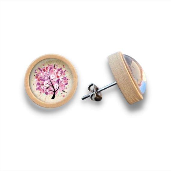 Bäume 1 - Holzohrstecker mit Motiv - wood stud - Holzohrringe - Holzdeko und mehr