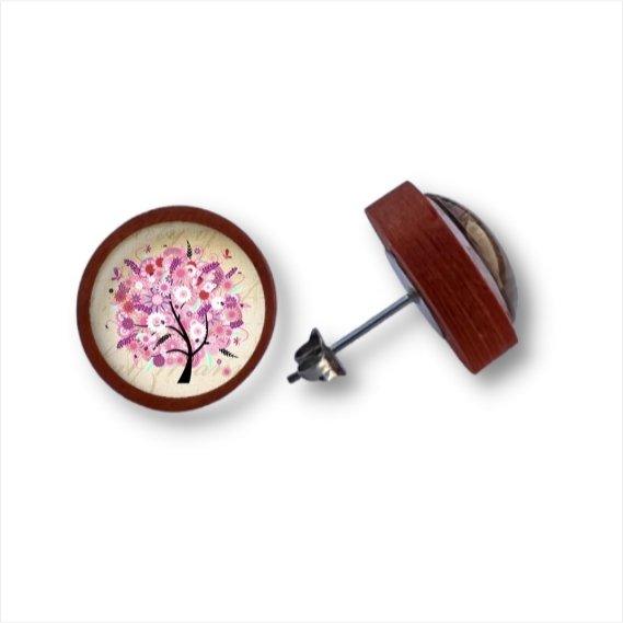 Bäume 1 - Holzohrstecker mit Motiv - wood stud - Holzohrringe - Holzdeko und mehr