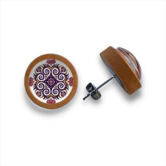 Bunte Abwechslung - Holzohrstecker mit Motiv - wood stud - Holzohrringe - Holzdeko und mehr