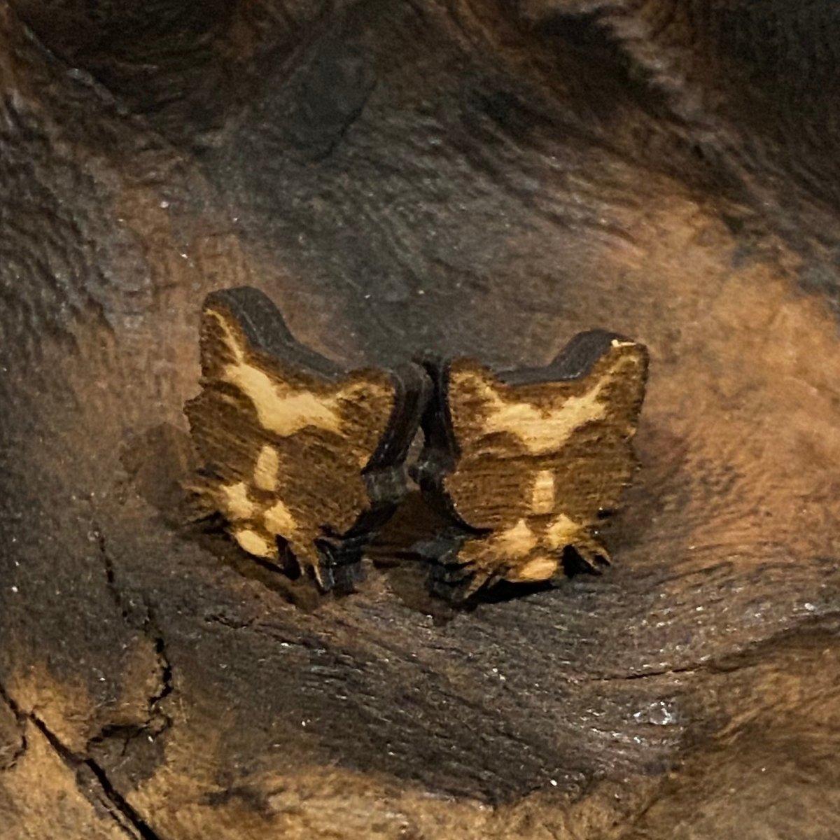 wood stud Cool Cat (Holz-Ohrstecker) wood stud