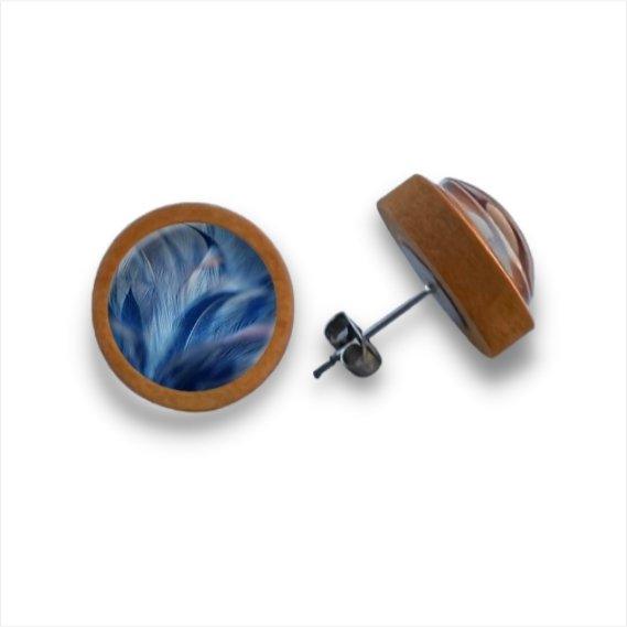 Federn - reales Design - Holzohrstecker mit Motiv - wood stud - Holzohrringe - Holzdeko und mehr