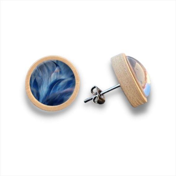 Federn - reales Design - Holzohrstecker mit Motiv - wood stud - Holzohrringe - Holzdeko und mehr