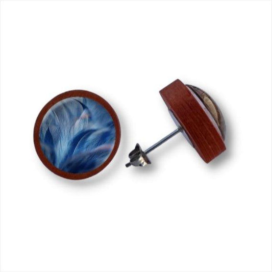 Federn - reales Design - Holzohrstecker mit Motiv - wood stud - Holzohrringe - Holzdeko und mehr