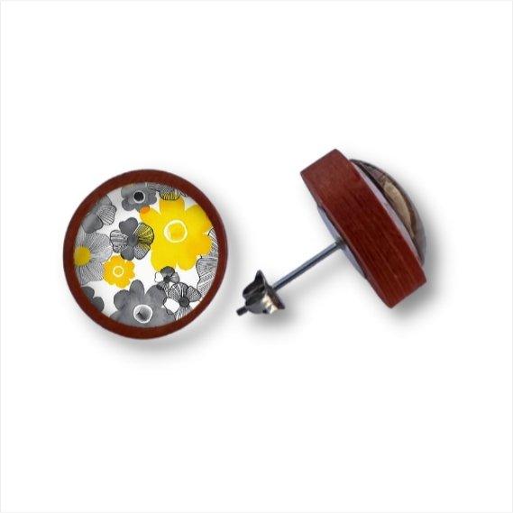 Florales- verschiedene Farben - Holzohrstecker mit Motiv - wood stud - Holzohrringe - Holzdeko und mehr