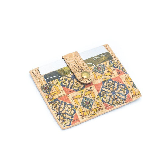 Geldbörse - Kartenetui mit Druckknopf (Korkstoff) - wood stud - Holzohrringe - Holzdeko und mehr