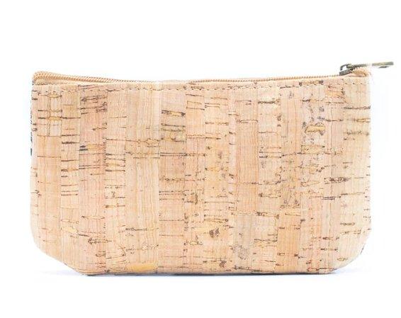 Kork Geldbörse mit Reißverschluss, länglich - wood stud - Holzohrringe - Holzdeko und mehr