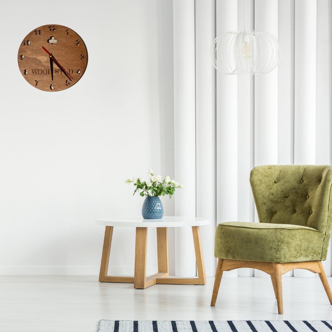 wood stud Holz Wanduhr - rund wood stud