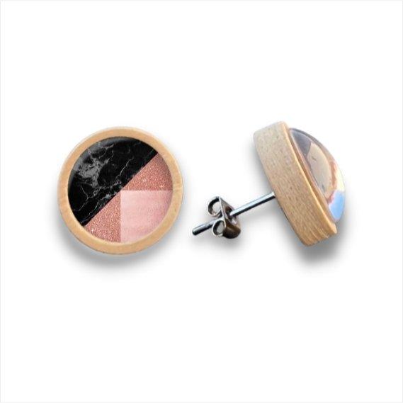 Kachel- Muster - Holzohrstecker mit Motiv - wood stud - Holzohrringe - Holzdeko und mehr