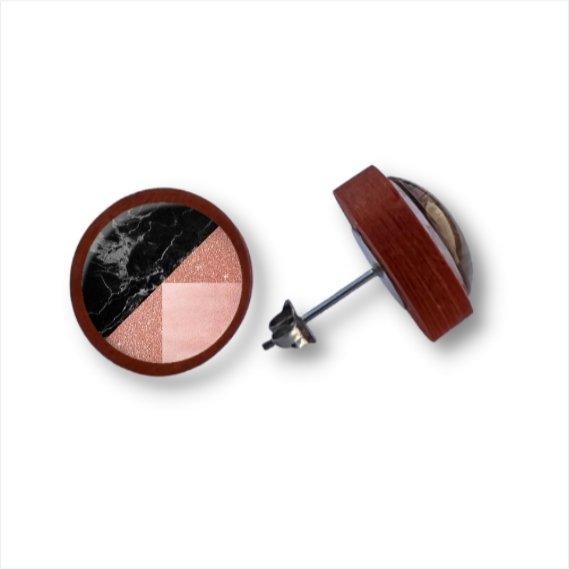 Kachel- Muster - Holzohrstecker mit Motiv - wood stud - Holzohrringe - Holzdeko und mehr