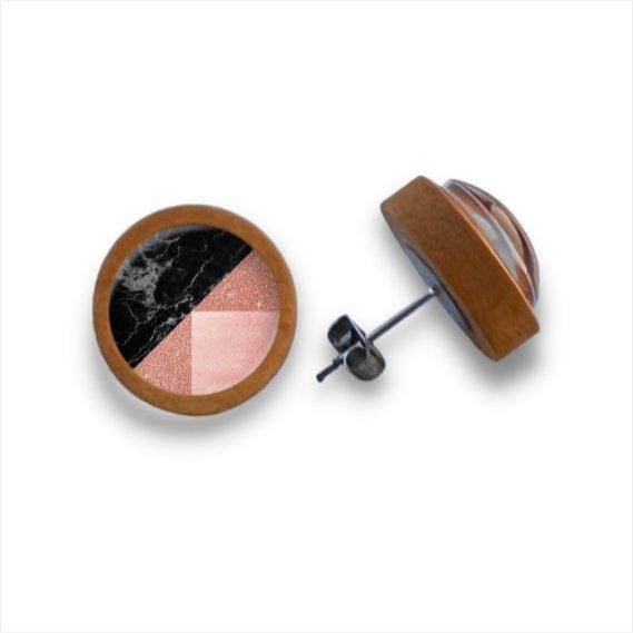 Kachel- Muster - Holzohrstecker mit Motiv - wood stud - Holzohrringe - Holzdeko und mehr