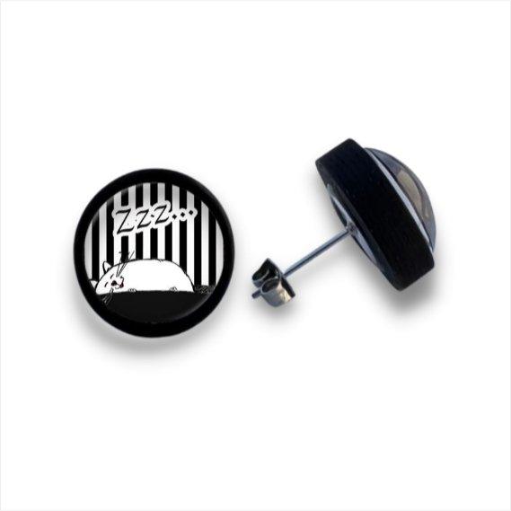 Katzen - schwarz weiß - Holzohrstecker mit Motiv - wood stud - Holzohrringe - Holzschmuck und mehr
