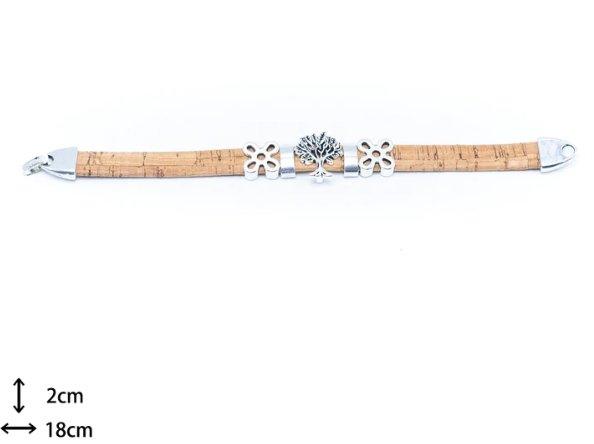 Kork Armband Baum, flach – Ausgebreitete Ansicht mit Maßgrafik