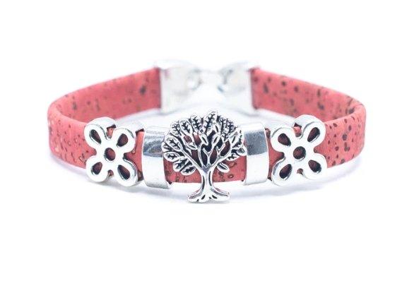 Kork Armband Baum, flach – Ansicht in rosafarbener Ausführung