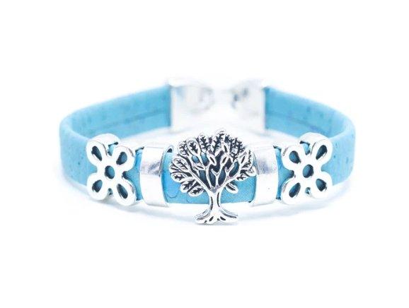 Kork Armband Baum, flach – Ansicht in hellblauer Ausführung