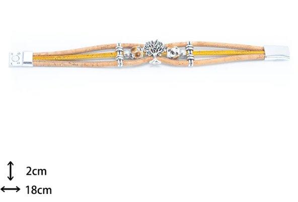 Kork Armband Baum & Perle: ausgebreitete Ansicht mit Maßangaben.