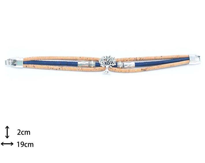 Kork Armband Baum, ungeflochten: Maßgrafik.