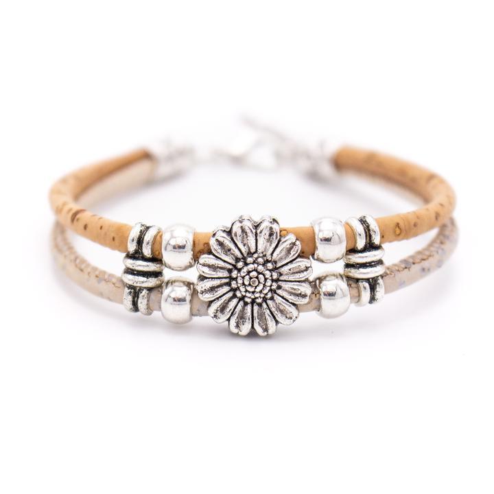 Kork Armband Blume – Ansicht in naturfarbener Ausführung