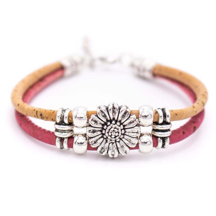 Kork Armband Blume – Ansicht in roter Ausführung