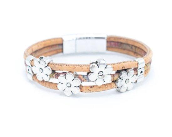 Kork Armband Blütentraum – Ansicht in brauner Ausführung