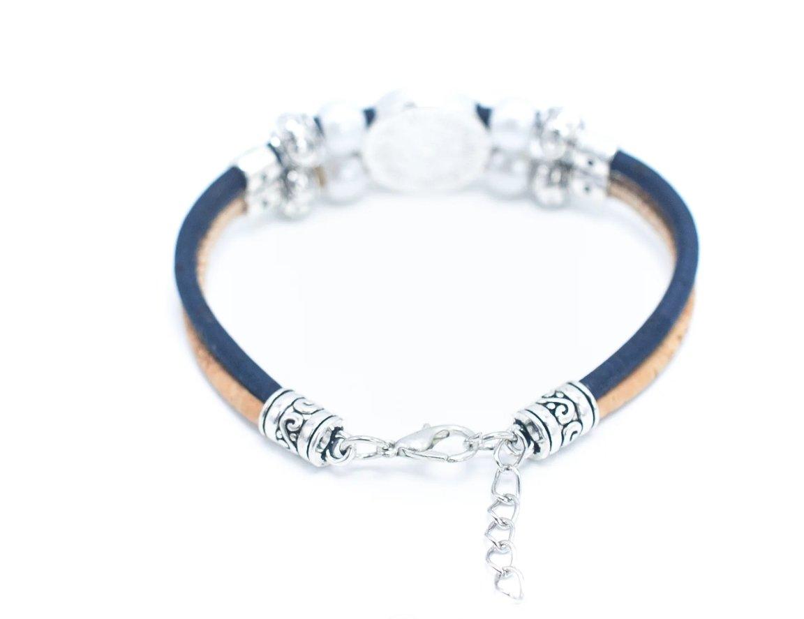 Kork Armband Eulenpaar: Rückansicht mit Verschlusskette.
