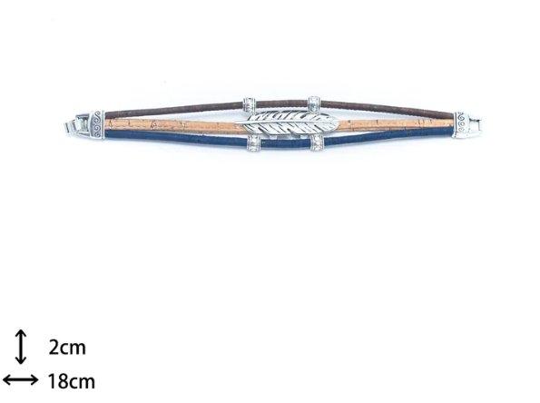 Kork Armband Feder – Ausgebreitete Ansicht mit Maßgrafik