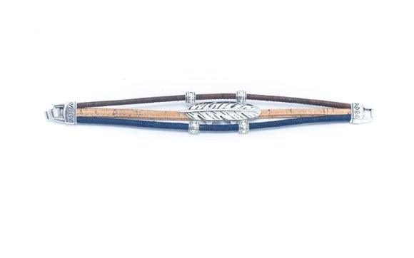 Kork Armband Feder – Ausgebreitete Ansicht der Bänder und Schmuckelemente