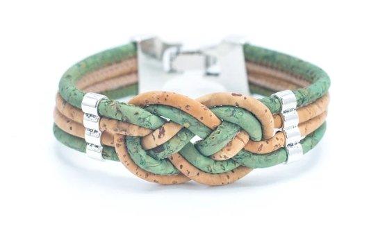 Kork Armband Flechtwerk – Ansicht in grüner Ausführung