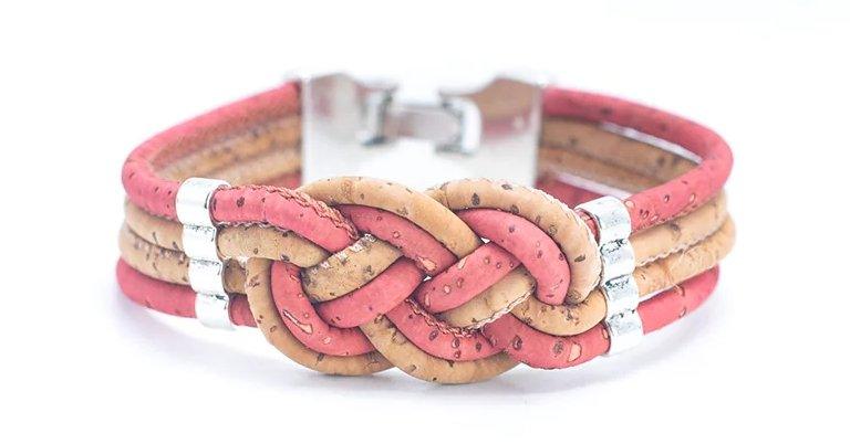Kork Armband Flechtwerk – Ansicht in rosafarbener Ausführung