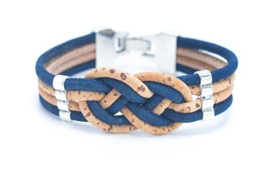 Kork Armband Flechtwerk – Ansicht in blauer Ausführung