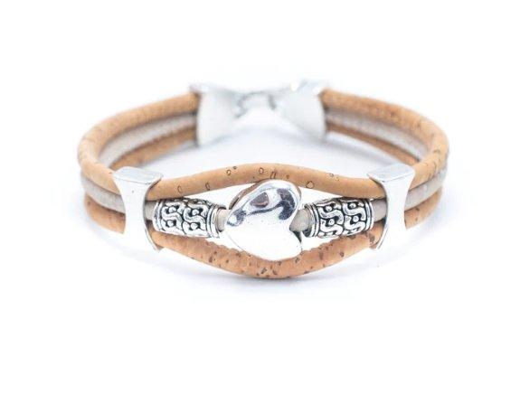 Kork Armband gebundenes Herz - wood stud - Holzohrringe - Holzdeko und mehr