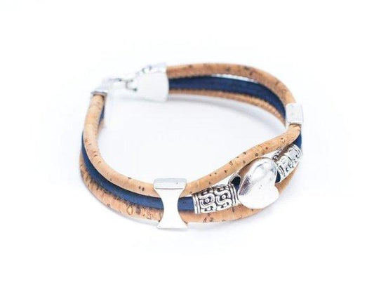 Kork Armband gebundenes Herz - wood stud - Holzohrringe - Holzdeko und mehr