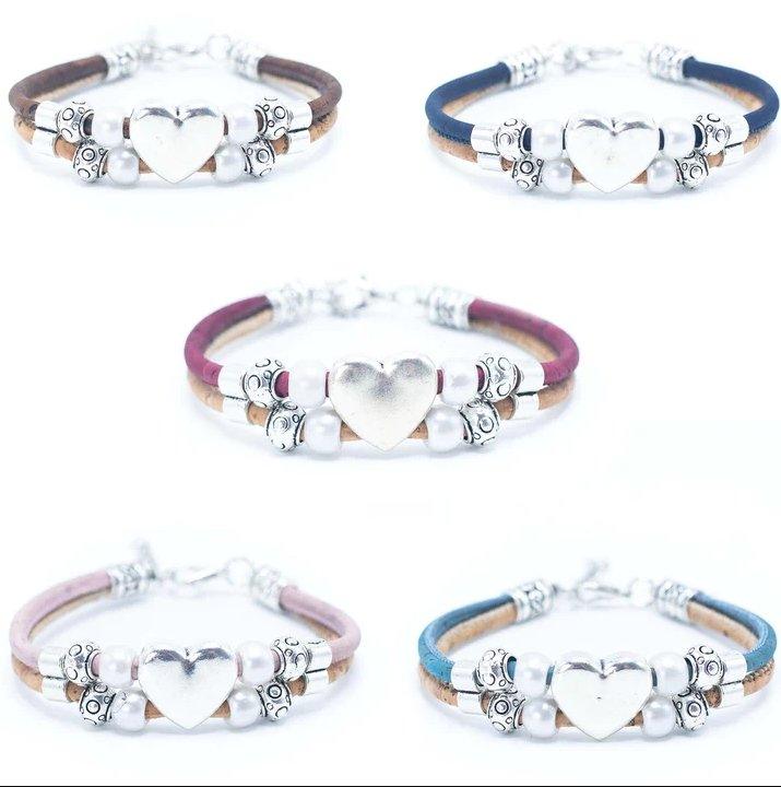 Kork Armband Herz – Übersicht mehrerer Farbvarianten