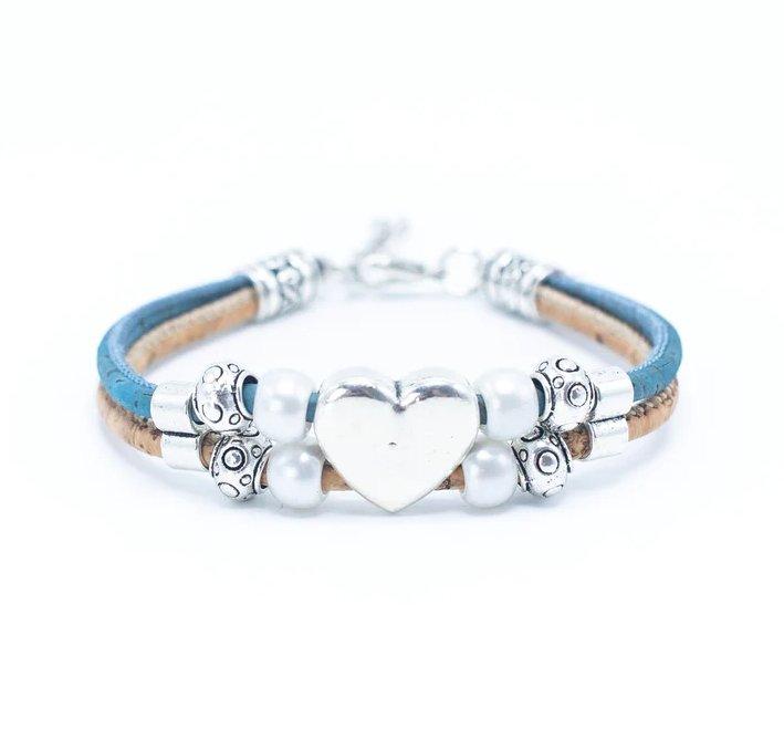 Kork Armband Herz – Ansicht in hellblauer Ausführung