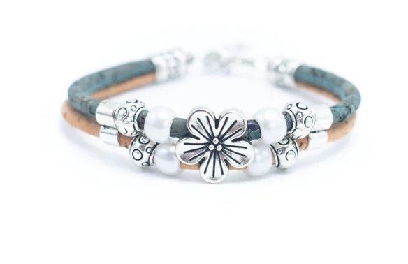 Kork Armband Kirschblüte - wood stud - Holzohrringe - Holzdeko und mehr