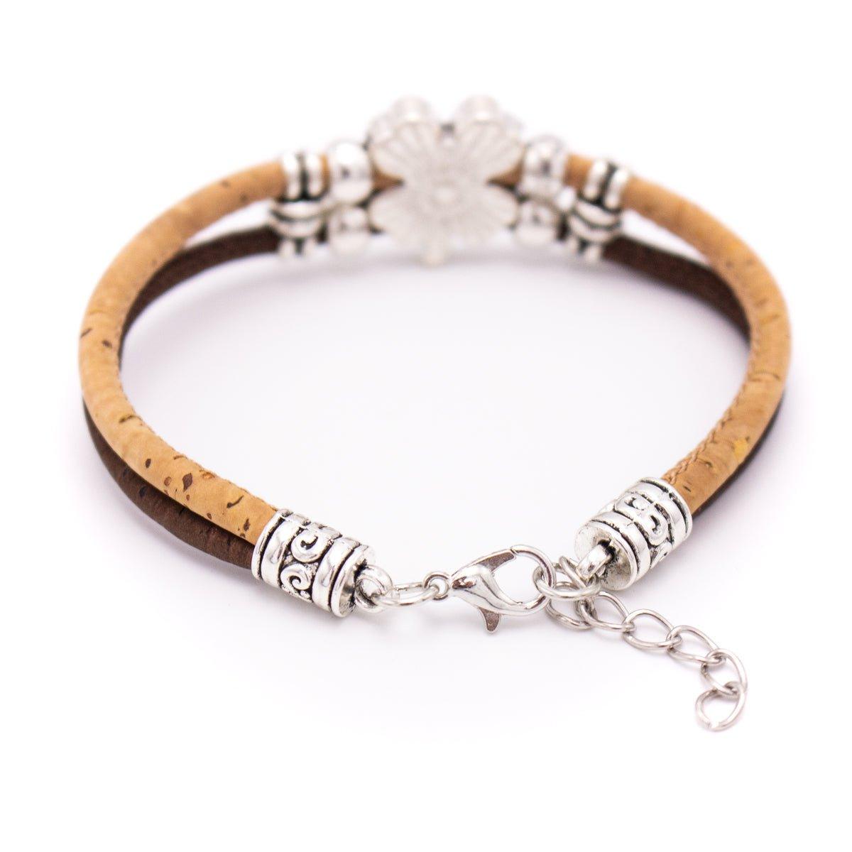 Kork Armband Kleeblatt: Rückansicht mit Verschlusskette.