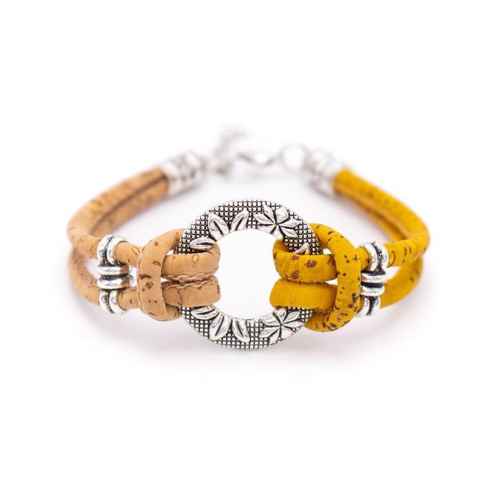 Kork Armband Kreis: gelbe Ausführung.