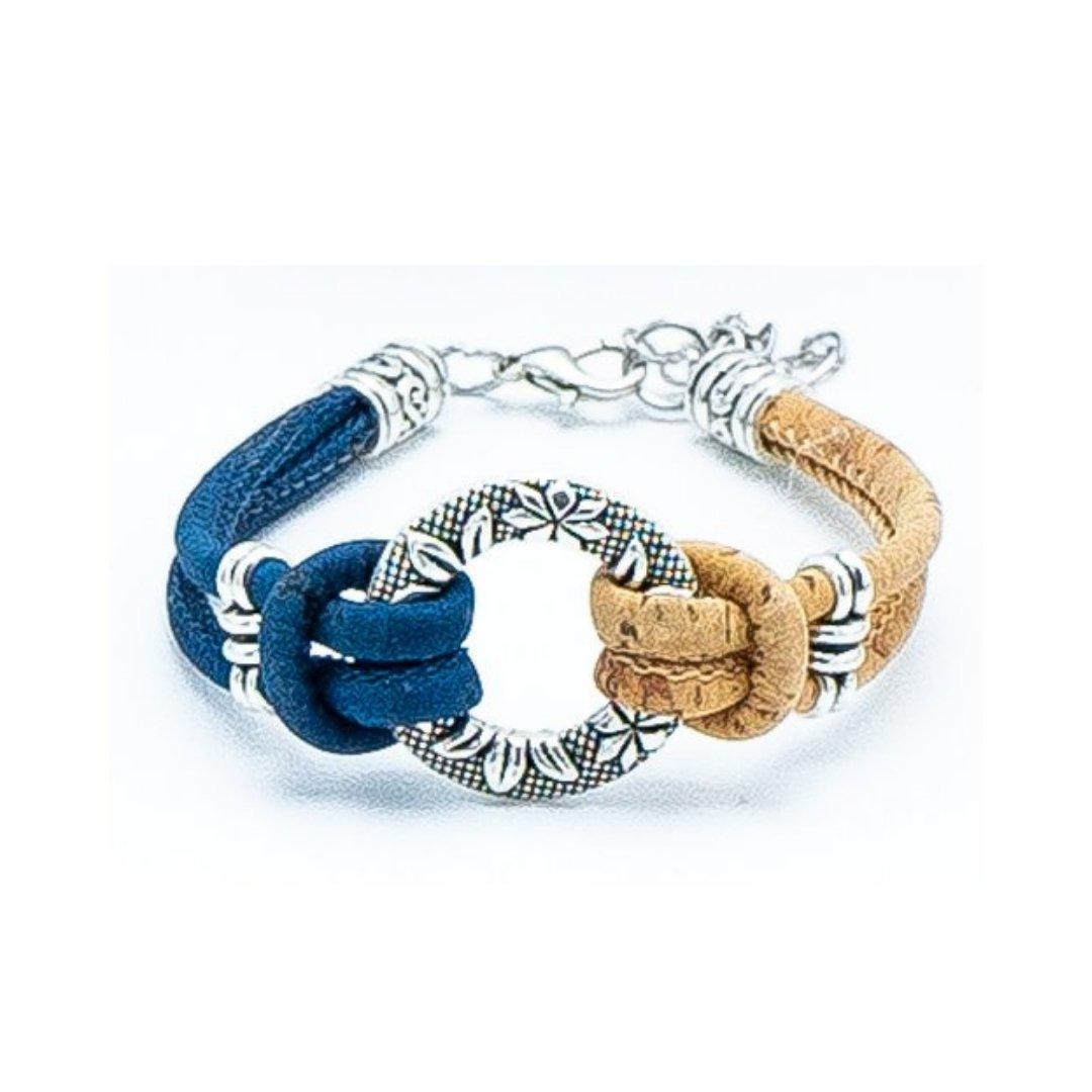 Kork Armband Kreis: blaue Ausführung.