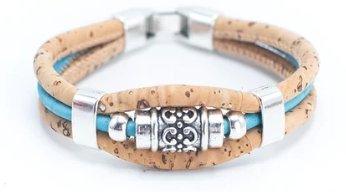 Kork Armband Maya: türkisfarbene Ausführung.