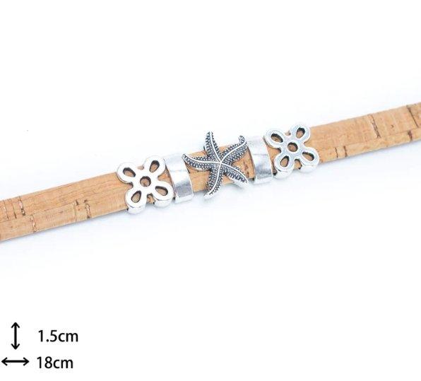 Kork Armband Seestern – Ausgebreitete Ansicht mit Maßgrafik