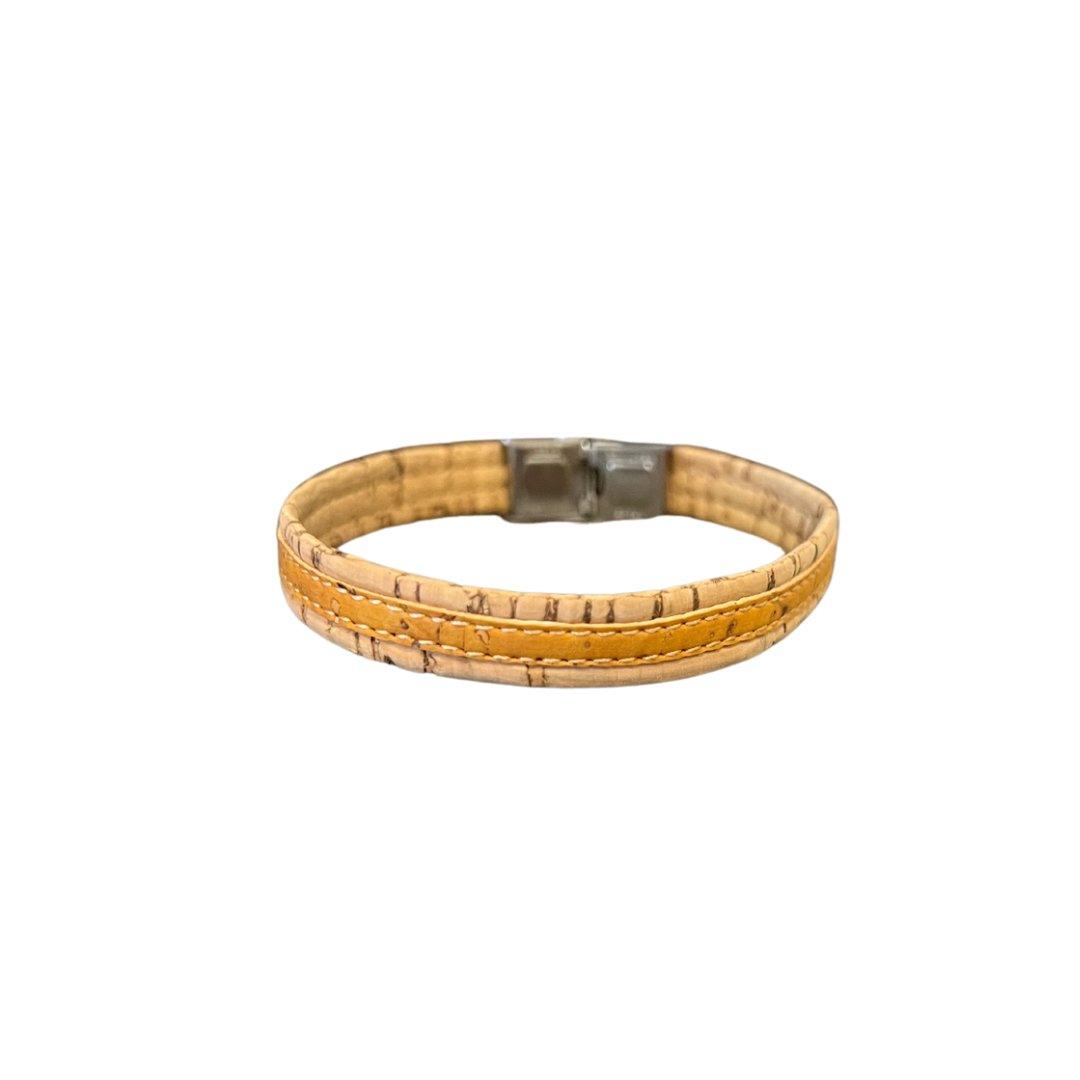 Kork Armband Stil- und Stoffmix – Ansicht der Bänder und Schmuckelemente
