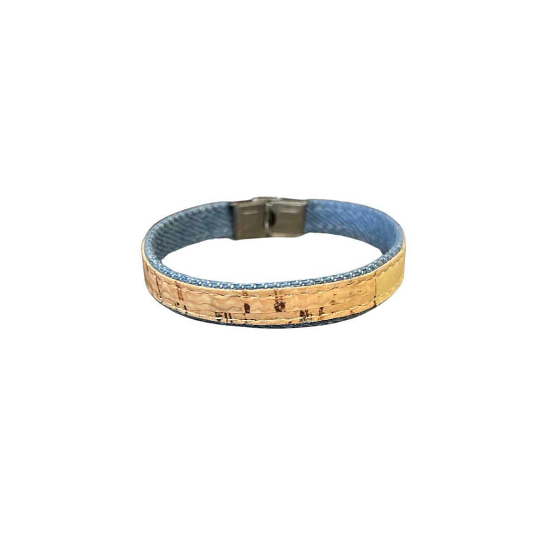 Kork Armband Stil- und Stoffmix – Ansicht der Bänder und Schmuckelemente