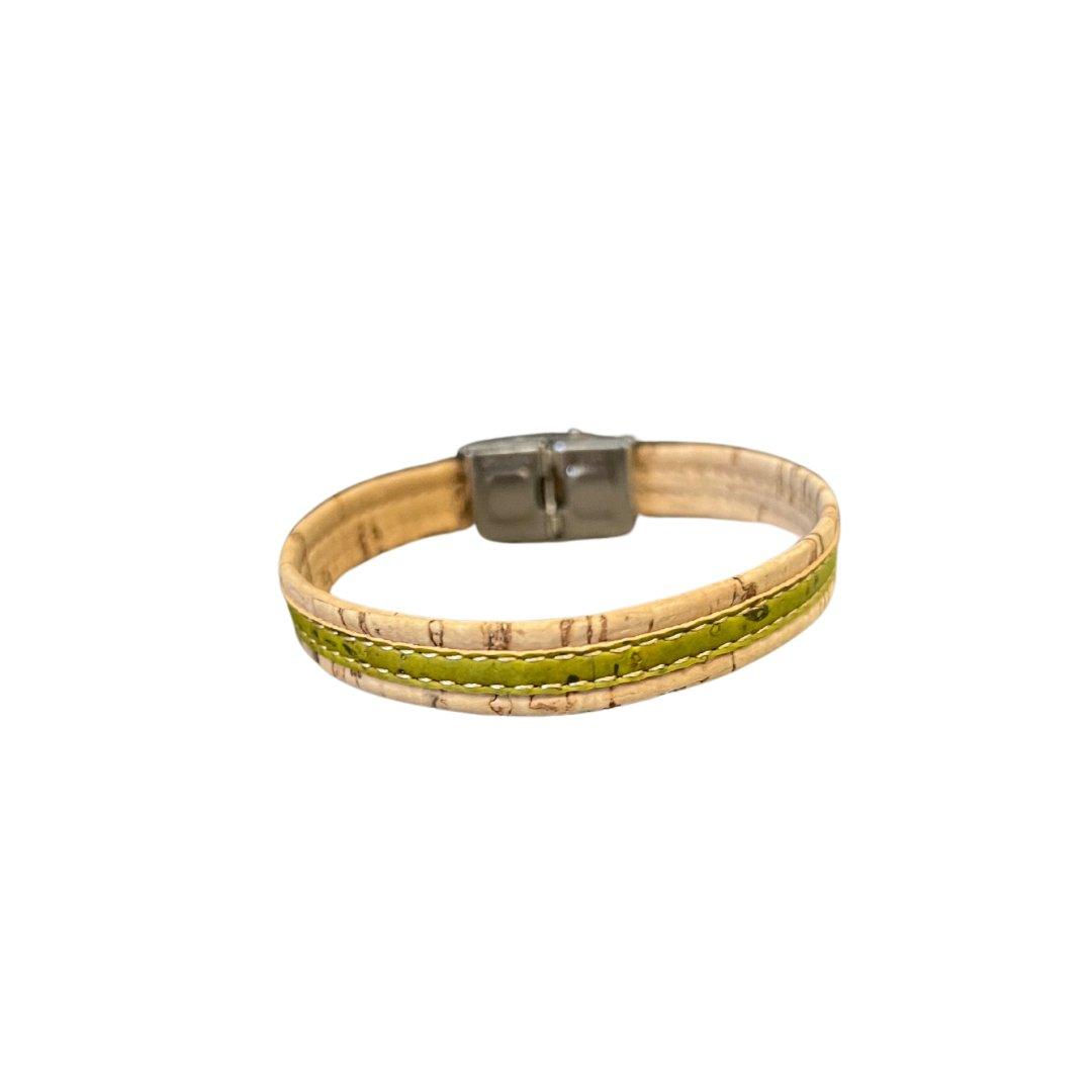 Kork Armband Stil- und Stoffmix – Ansicht der Bänder und Schmuckelemente